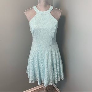 B. SMART pastel turquoise Halter Dress size 13 wedding guest cocktail prom grad